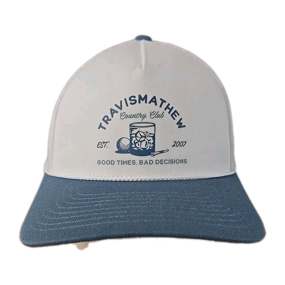 travis mathew rope hat golf Good Times Bad Decisions White